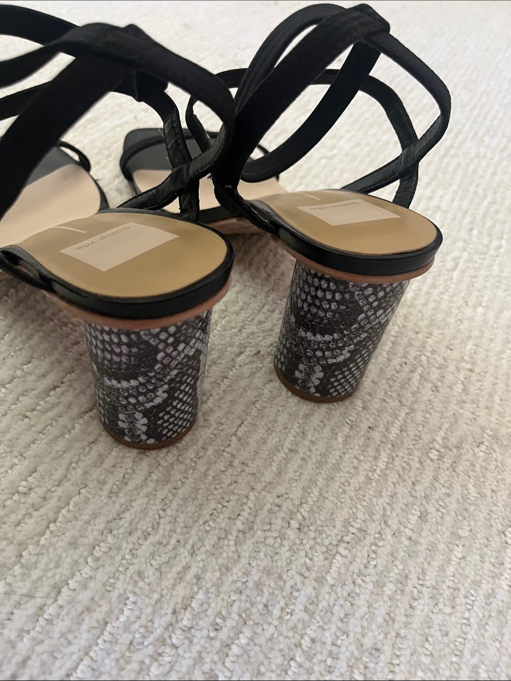 Dolce Vita Black Strappy Square-Toe Heels - Picture 4 of 9
